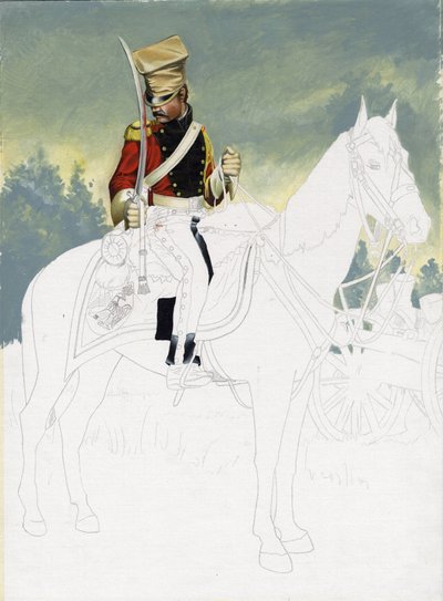 Első Birodalom (1804-1814 és 1815): a nagy francia napóleoni hadsereg könnyűlovasságának katonája. Alessandro Lonati befejezetlen rajza. alkotó: Alessandro Lonati