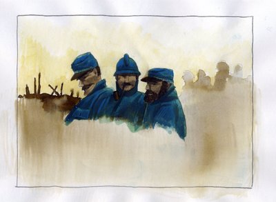 Első világháború: francia katonák az első világháborúban Alessandro Lonati színes rajza alkotó: Alessandro Lonati