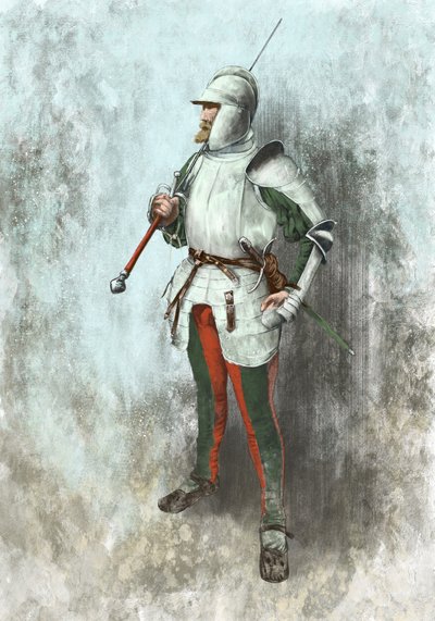 Lansquenet páncélban (illusztráció) alkotó: Alessandro Lonati