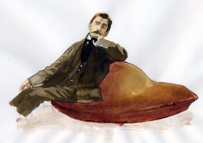 Marcel Proust a madeleine-jén ül (tinta a papíron) alkotó: Alessandro Lonati