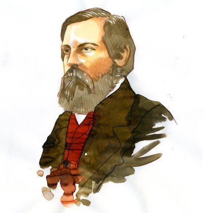Friedrich Engels (1820-1895) német szocialista teoretikus és politikus portréja alkotó: Alessandro Lonati