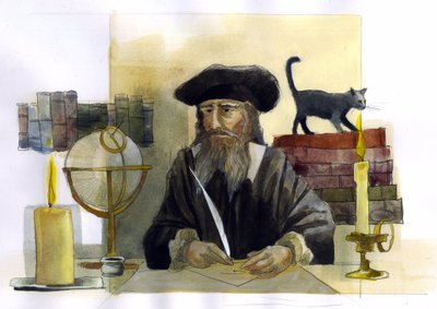 Michel de Notre Dame (Nostradamus) angol asztrológus portréja - Nostradamus, Michel de Notre Dame (1503-1566) asztrológus és francais orvos portréja Illusztráció: Alessandro Lonati alkotó: Alessandro Lonati