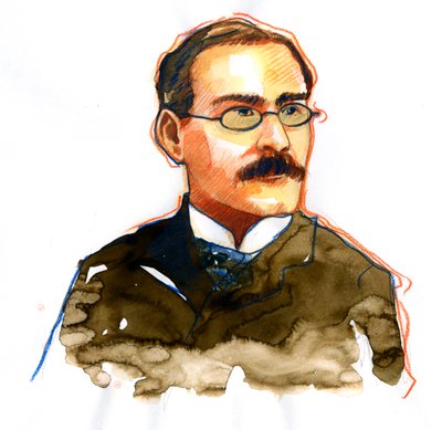 Rudyard Kipling (1865-1936) angol író portréja ((Rudyard Kipling író portréja) alkotó: Alessandro Lonati