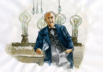 Thomas Edison (1847-1931) amerikai tudományos és ipari feltaláló portréja (Thomas Edison amerikai feltaláló és üzletember portréja) alkotó: Alessandro Lonati