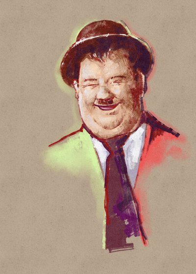 Oliver Hardy komikus portréja (illusztráció) alkotó: Alessandro Lonati