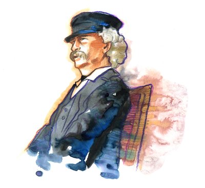 Mark Twain (1835-1910) amerikai író portréja alkotó: Alessandro Lonati