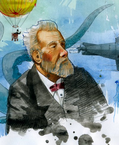 Jules Verne (1828-1905) francia író portréja (Jules Verne francia író portréja) Alessandro Lonati illusztrációja alkotó: Alessandro Lonati