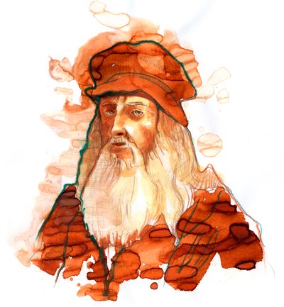 Leonard de Vinci (Leonardo da Vinci) (1452-1519) olasz művész és tudós portréja (Leonardo da Vinci olasz polihisztor portréja) alkotó: Alessandro Lonati