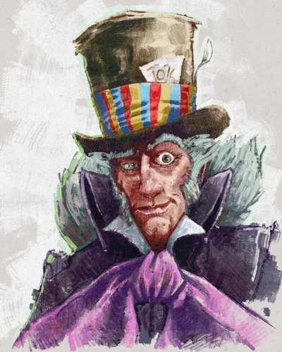 Az őrült kalapos portréja (illusztráció) alkotó: Alessandro Lonati