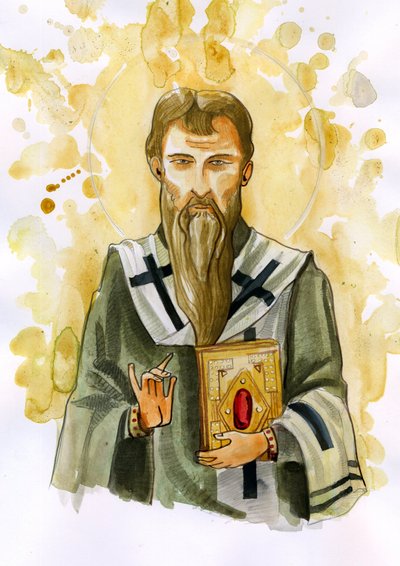 Caesareai Bazil vagy Nagy Szent Bazil (329-379) ábrázolása – Alessandro Lonati illusztrációja alkotó: Alessandro Lonati