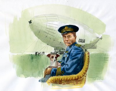Umberto Nobile olasz repülőmérnök és felfedező (1885-1978) ábrázolása (Umberto Nobile olasz repülőmérnök és sarkvidéki felfedező portréja) Illusztráció: Alessandro Lonati alkotó: Alessandro Lonati