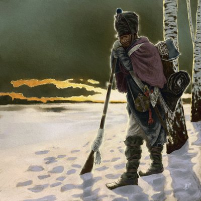 Visszavonuló gyalogos az 1812-es oroszországi hadjárat során, 2018 alkotó: Alessandro Lonati