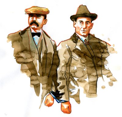 Sacco és Vanzetti-ügy: Bartolomeo Vanzetti (balra) és Nicola Zacco olasz anarchisták portréja - (Bartolomeo Vanzetti (balra) és Nicola Sacco olasz anarchisták portréja) alkotó: Alessandro Lonati
