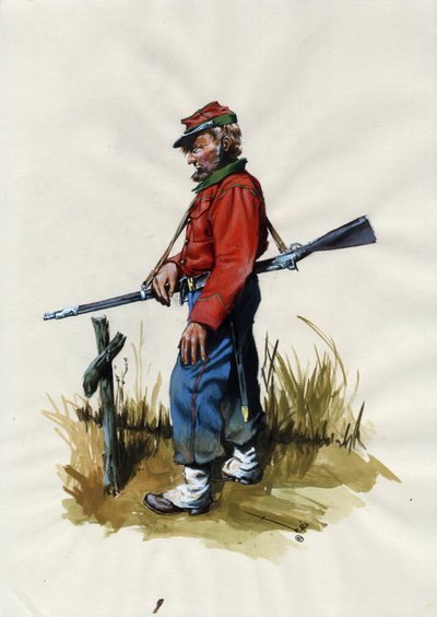Második Birodalom (1852-1870): olasz egyesülés (Risorgimento), a garibaldi hadsereg önkéntese, aki „vörösinges” harcosként ismert Giuseppe Garibaldi (1807-1882) ügyéért Olaszországban alkotó: Alessandro Lonati