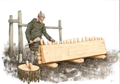 viking hajóépítő dolgozik alkotó: Alessandro Lonati