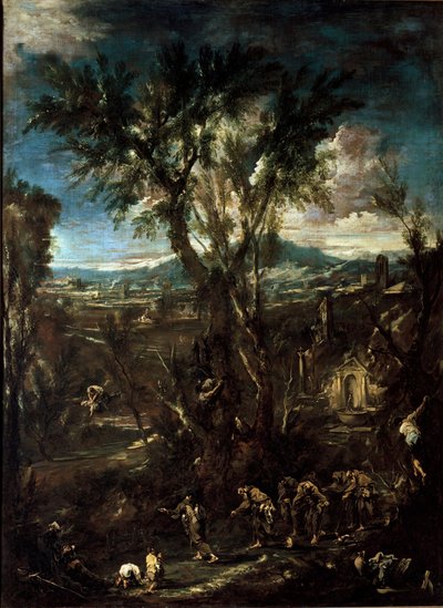 Fantasztikus táj szerzetesekkel Alessandro Magnasco dit il Lissandrino (1667-1749) festménye 1720 Méret: 237x175 cm Pinacoteca di Brera Milánó alkotó: Alessandro Magnasco