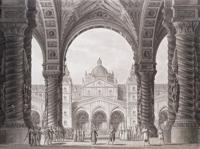 Színpadterv az Opera seria I-hez, a Valdomiri miatt Peter Wintertől. Teatro alla Scala, 1818. alkotó: Alessandro Sanquirico