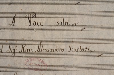 A XXV. kantáták kéziratos partitúrája Alessandro Scarlatti (1660-1725) szólószólamra alkotó: Alessandro Scarlatti