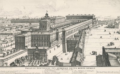 Pápai palota a Quirinale-dombon, más néven Monte Cavallo, Alessandro Specchi (1668-1729) rajza és metszete, Olaszország alkotó: Alessandro Specchi