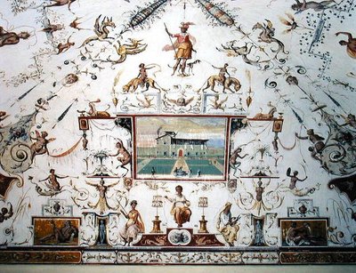 A Saletta mennyezete, 1570 körül (falfestmény) alkotó: Alessandro del (attr.to) Barbiere