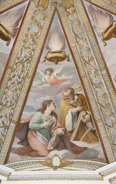 A királyok az Örök Atyától és a Királyoktól (freskó) alkotó: Alessandro di Agostino and Sorri Pietro (c.1556 c.1621) Casolani