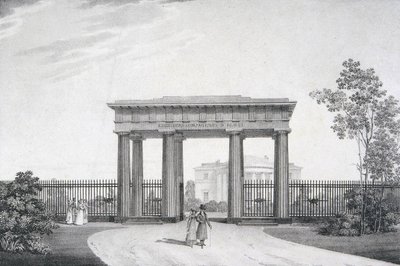 A Kedves Fegyvertársam-kapu a Katalin parkban, Carszkoje Selóban, 1822 alkotó: Alexander Andreyevich Thon
