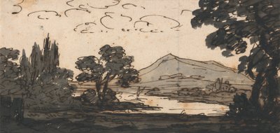 Táj a hegy és a tó alkotó: Alexander Cozens