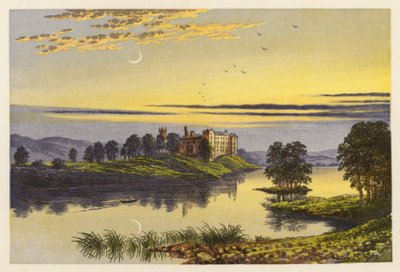 Skót Loch Scenery: Linlithgow Loch (színes litográfia) alkotó: Alexander Francis (after) Lydon