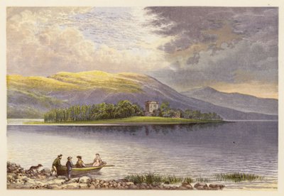 Skót Loch Scenery: Loch Leven (színes litográfia) alkotó: Alexander Francis (after) Lydon