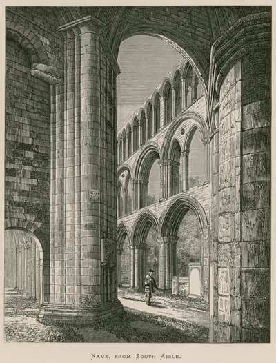 Jedburgh Abbey, Nave, a déli folyosóról alkotó: Alexander Francis Lydon
