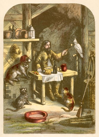 Robinson Crusoe vacsorán a kis családjával alkotó: Alexander Francis Lydon