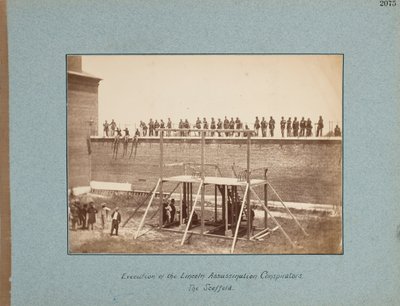 A Lincoln -gyilkosság összeesküvőinek kivégzése. Az állvány alkotó: Alexander Gardner