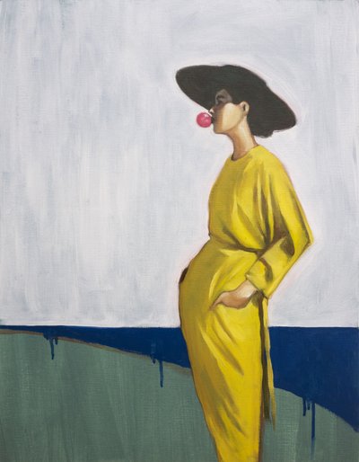 Elegáns nő, rózsaszín buborék alkotó: Alexander Grahovsky