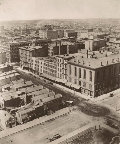 Kilátás északnyugatra a chicagói bíróság kupolájából, 1858-ban alkotó: Alexander Hesler