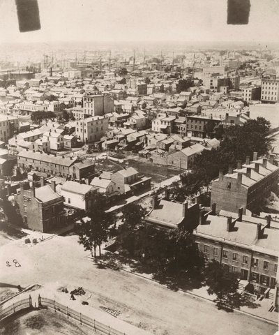 Kilátás délnyugati irányba a chicagói bíróság kupolájából, 1858-ban alkotó: Alexander Hesler
