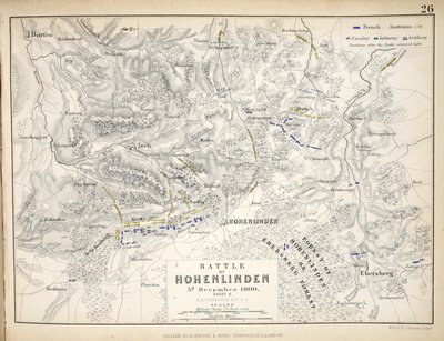 A Hohenlinden-i csata térképe, kiadó: William Blackwood and Sons, Edinburgh és London, 1848 (kézzel színezett metszet) alkotó: Alexander Keith Johnston