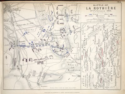 A La Rothiere-i csata térképe, William Blackwood and Sons, Edinburgh és London, 1848 (kézzel színezett metszet) alkotó: Alexander Keith Johnston
