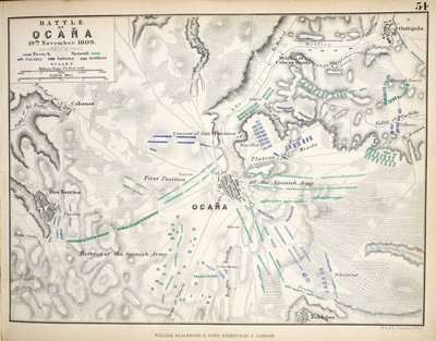 Az ocanai csata térképe, kiadó: William Blackwood and Sons, Edinburgh és London, 1848 (kézzel színezett metszet) alkotó: Alexander Keith Johnston