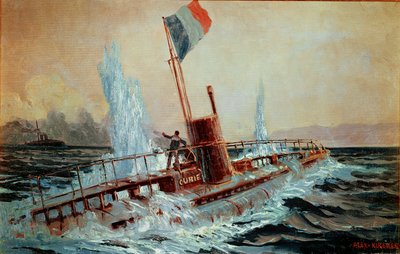Egy osztrák csatahajó elsüllyeszti a francia Curie tengeralattjárót ... alkotó: Alexander Kirchner
