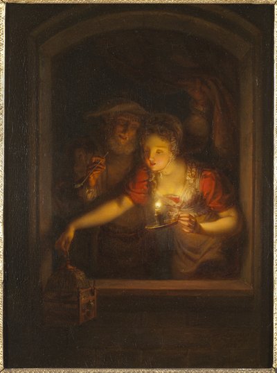 Egy nő égő gyertyával, 1818 alkotó: Alexander Lauréus