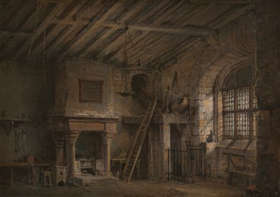 Színpadterv a Heart of Midlothian számára; A Tolbooth alkotó: Alexander Nasmyth