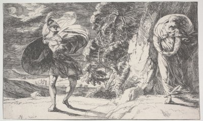 Fingal Encounters Carbon Carglass, első nyomtatás 1773 körül (rézkarc) alkotó: Alexander Runciman