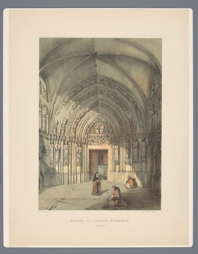 Bergportaal van Sint-Servaasbasiliek te Maastricht A maestrichti St Servais templom tornáca (cím a tárgyon) Ősi építészeti emlékművek a 11. századtól a tizenharmadik századig Limburgban (sorozat címe) alkotó: Alexander Schaepkens