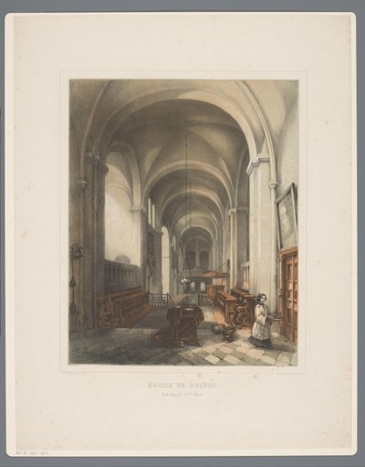 A Rolduc Abbey templom belseje Église de Rolduc, Style Roman XIIme Siècle (cím a tárgyon) Rolduc et ses environs (sorozat címe) alkotó: Alexander Schaepkens