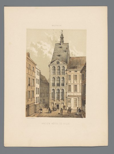Régi városháza Maastrichtban Ancien Hôtel-de-ville (cím a tárgyon) Monuments de Maastricht (sorozat címe) alkotó: Alexander Schaepkens