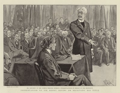 Bemutató Sir Henry Irvingnek címének átvételéről alkotó: Alexander Stuart Boyd