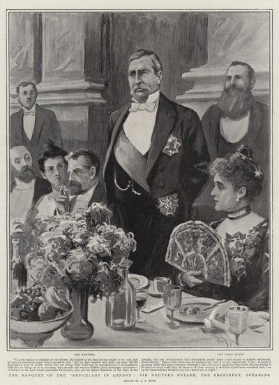 A devonok lakomája Londonban, beszédet mond Sir Redvers Buller, az elnök alkotó: Alexander Stuart Boyd