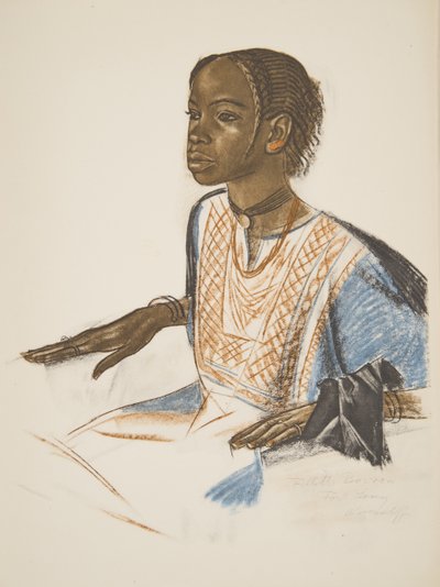 Fillette Bornou (Fort Lamy), a Drawings and Paintings of Africa-ból, kivégezték a Citroen Center Africa expedíció során, a második Haardt Audouin-Dubreuil küldetésben, pub. Párizs, 1927 alkotó: Alexander Yakovlev