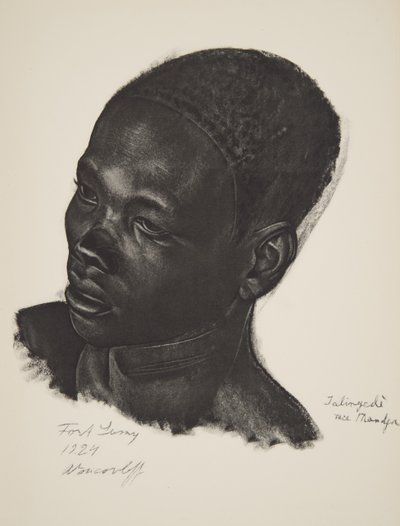 Ialingede, Mandja verseny. (Fort Lamy), a Drawings and Paintings of Africa-ból, a Citroen Center Africa expedíció során, a második Haardt Audouin-Dubreuil küldetés, pub. Párizs, 1927 (színes világítás alkotó: Alexander Yakovlev