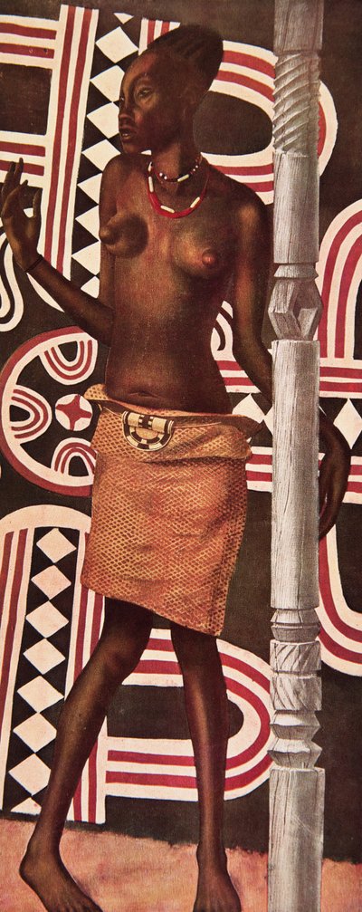 Molende, la Mangbetou, a Drawings and Paintings of Africa-ból, kivégezték a Citroen Center Africa expedíció során, a második Haardt Audouin-Dubreuil küldetés, kocsma. Párizs, 1927 alkotó: Alexander Yakovlev